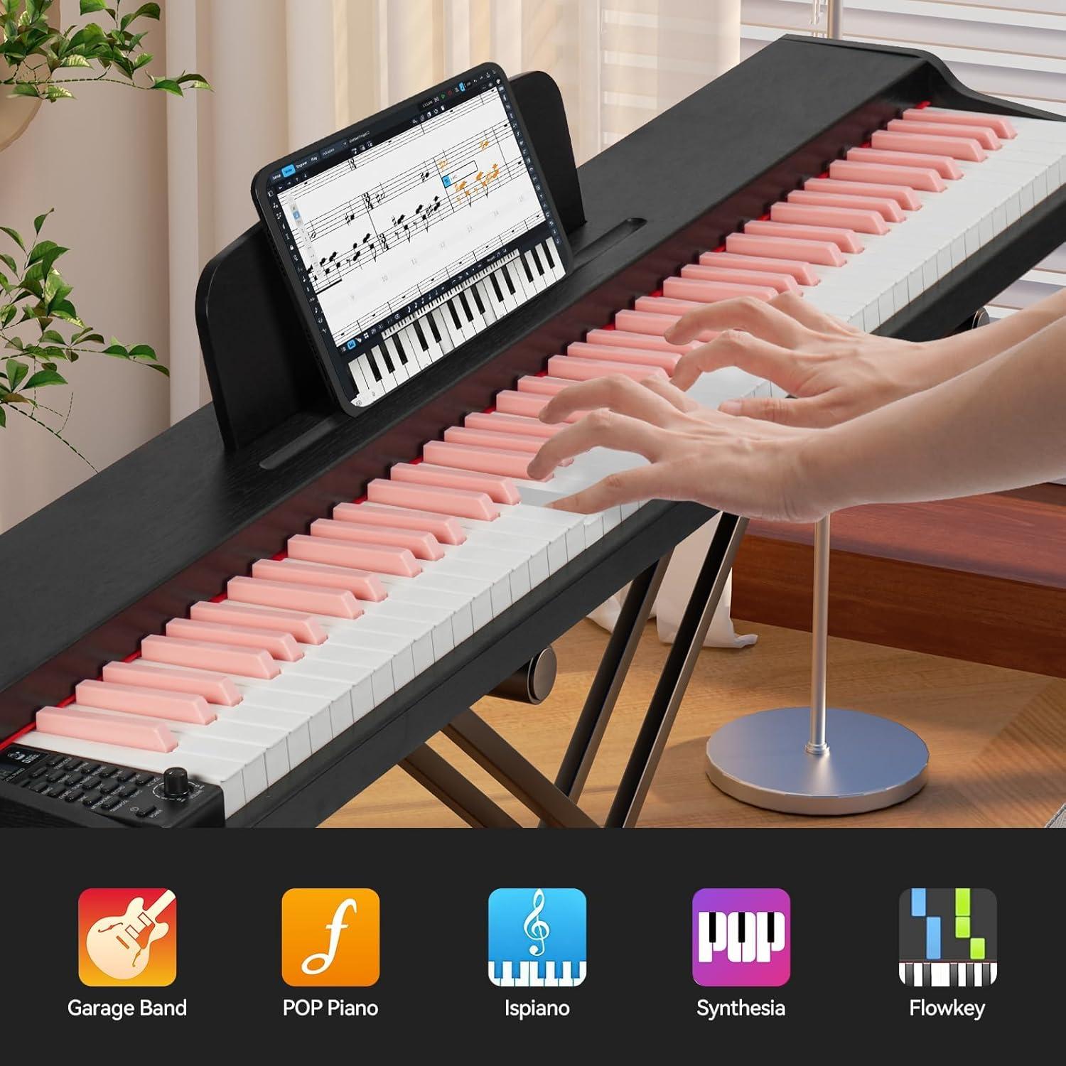 Our Take: Stylish Black-Pink 88-Key Weighted Piano